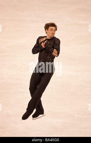 Brian Joubert FRA competing in the Men Free at the 2009 World Figure Skating Championships Stock Photo