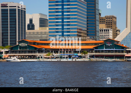 USA, Florida, Jacksonville - The Jacksonville Landing from across the St. John's River Stock Photo