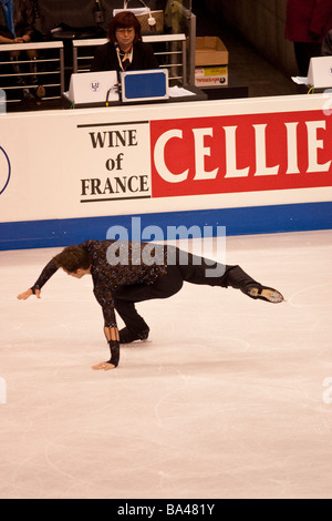 Brian Joubert FRA competing in the Men Free at the 2009 World Figure Skating Championships Stock Photo