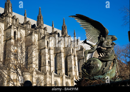 The Peace Fountain and the Cathedral of St. John the Divine. New York City. United States. Stock Photo