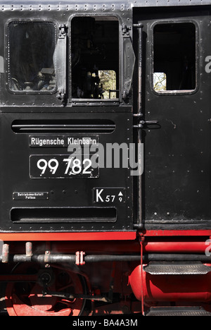 Railroad steam-loco detail cab loco wheel cylinders pressure cylinders enormous Roland Mecklenburg-Western Pomerania reprimands Stock Photo