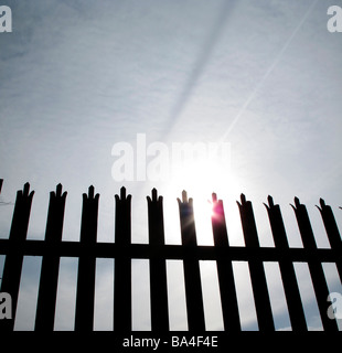 Spiked metal palisade fence Stock Photo