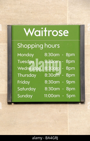 Waitrose Supermarket opening hours Holloway shop London England UK Stock Photo