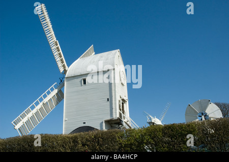 Jack and Jill windmills, South Downs, West Sussex, England. Stock Photo