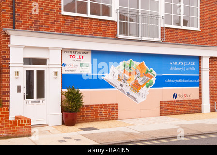 A sign advertising a prime retail unit to let in Aldeburgh,Suffolk,Uk by Flick & son estate agents Stock Photo