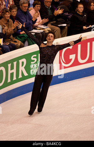 Brian Joubert FRA competing in the Men Free at the 2009 World Figure Skating Championships Stock Photo