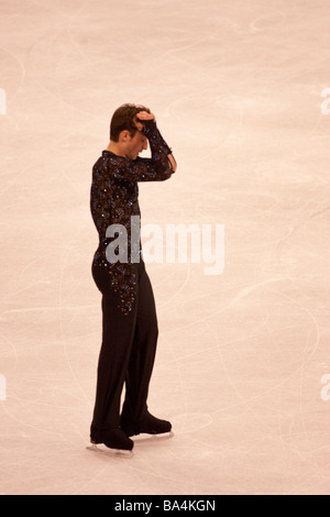 Brian Joubert FRA competing in the Men Free at the 2009 World Figure Skating Championships Stock Photo