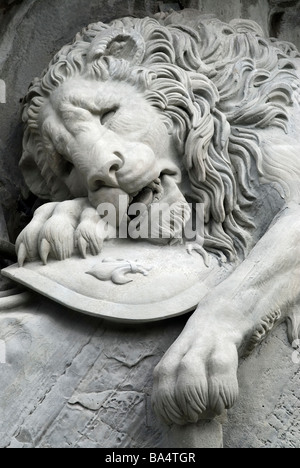 The Lion Monument (German Löwendenkmal) or the Lion of Lucerne is a sculpture in Lucerne, Switzerland Stock Photo