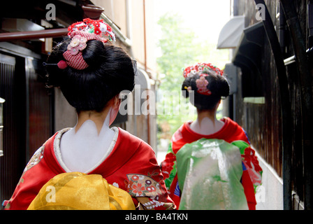 Geisha Wearing Traditional Costume in Kyoto, Japan Stock Photo