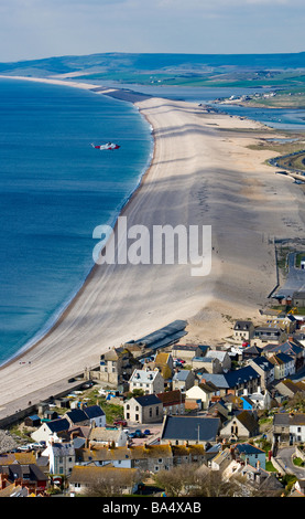 Chesil Beach, Portland, air sea rescue helicopter coming in to land. Stock Photo