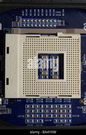 Personal computer Pentium processor slot on the motherboard. Stock Photo