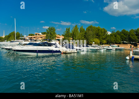 Yachts in harbor of Santa Ponca Majorca Baleares Spain | Yachten im Hafen von Santa Ponsa Mallorca Balearen Spanien Stock Photo