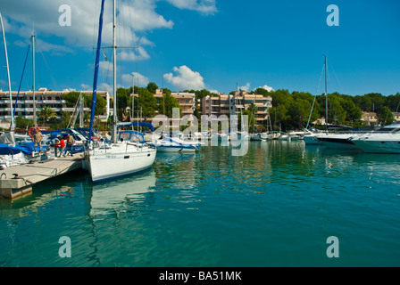 Yachts in harbor of Santa Ponca Majorca Baleares Spain | Yachten im Hafen von Santa Ponsa Mallorca Balearen Spanien Stock Photo