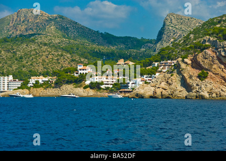 Yachts anchoring in front of Sant Elm Majorca Baleares Spain | Yachten ankern vor Sant Elm Mallorca Balearen Spanien Stock Photo