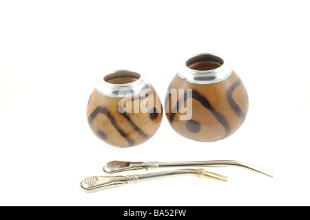 couple of mate cups on a white background Stock Photo