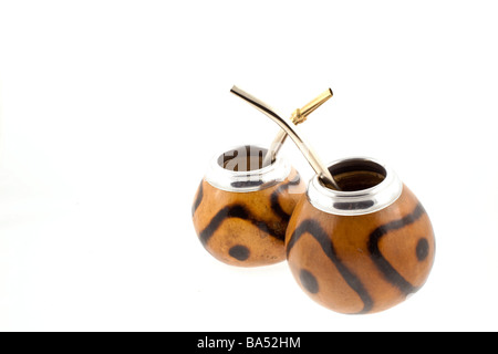 couple of mate cups on a white background Stock Photo