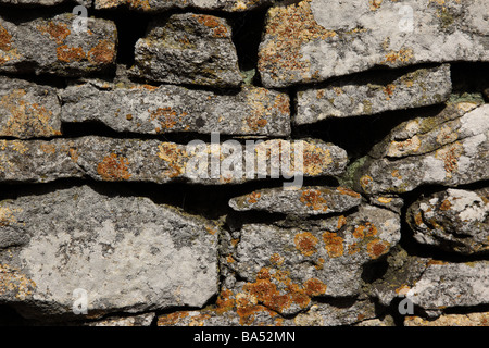 Close up of a dry stone wall, Bibury, The Cotswolds, England Stock Photo