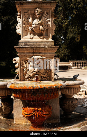 Detail of fountain in Rome's Villa Borghese Gardens Stock Photo