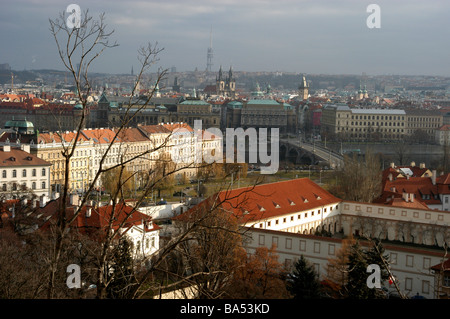 The skyline and rooftops of the town of Krakow in Poland Stock Photo