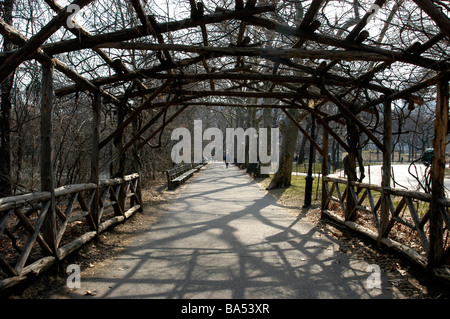 A covered in pathway in Central Park New York USA Stock Photo