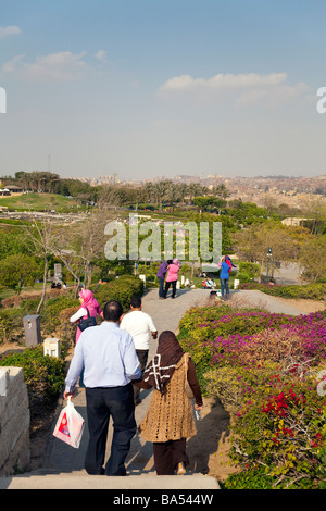 Egyptians strolling at al-Azhar Park, Cairo, Egypt Stock Photo