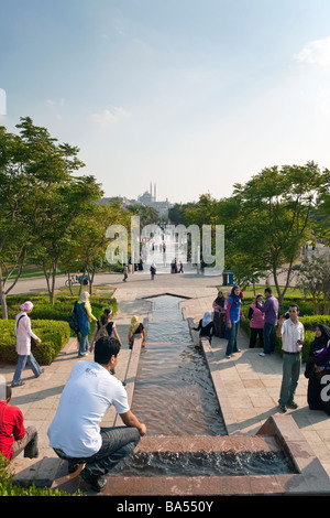 Egyptians relaxing at al-Azhar Park, Cairo, Egypt Stock Photo