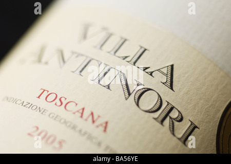 Villa Antinori Toscana 2005 wine bottle label closeup Stock Photo