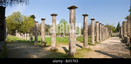 The ruins of the palaestra at ancient Olympia Peloponnese Greece Stock Photo