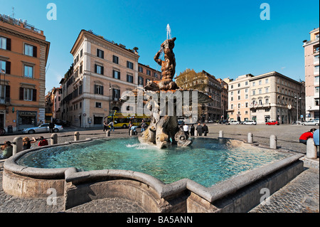 Bernini's Fontana del Tritone in Piazza Barberini Stock Photo