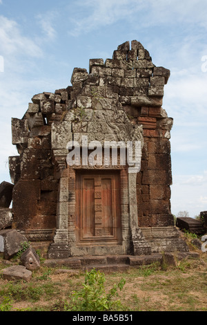 One of the few remaining standing structures in the ancient pre-Angkor ruins of Wat Phu Champasack in southern Laos. Stock Photo