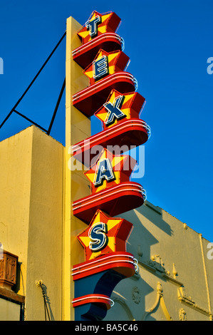 Texas Theater sign, the national landmark where Lee Harvey Oswald' was arrested in the assassination of JFK Stock Photo