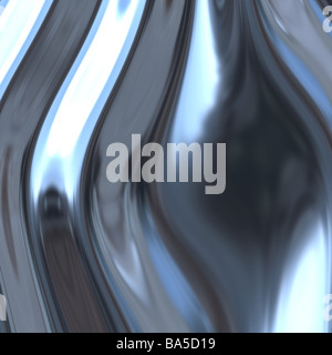 Smooth glossy chromed warped reflective metal surface texture Stock Photo