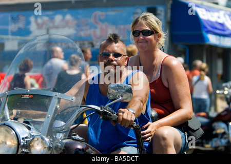 Woman rider annual Sturgis Motorcycle Rally South Dakota USA Stock ...