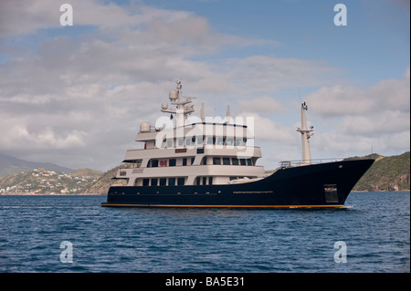 Superyacht 'Big Aron' underway off St Kitts Stock Photo