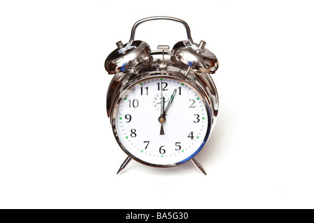 Traditional alarm clock isolated on a white studio background Stock Photo