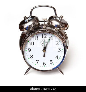 Traditional alarm clock isolated on a white studio background Stock Photo