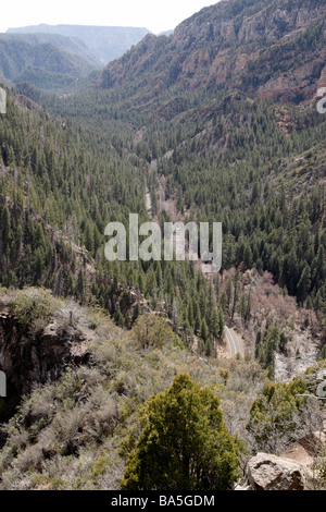 view of oak creek canyon from the viewing area on highway 89a within the coconino national forest near sedona arizona usa Stock Photo