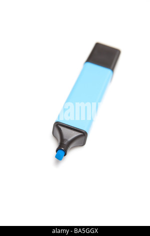 Blue highlighter pen isolated on a white studio background Stock Photo