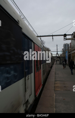 Eiffel tower from RER C Javel train station Stock Photo - Alamy
