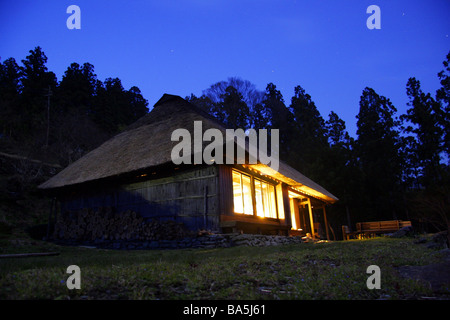 Chiiori a traditional thatched roof cottage in Tsurui village in the Iya Valley Shikoku Japan Stock Photo