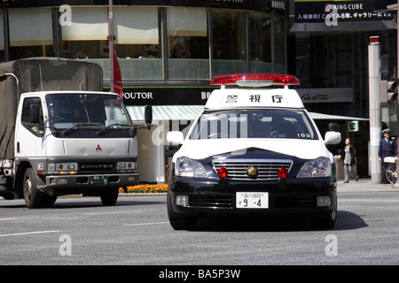 Police car in Tokyo Japan Stock Photo