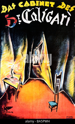 Das Cabinet des Dr Caligari 1920 Surrealist poster for the classic German movie directed by Robert Weine Stock Photo