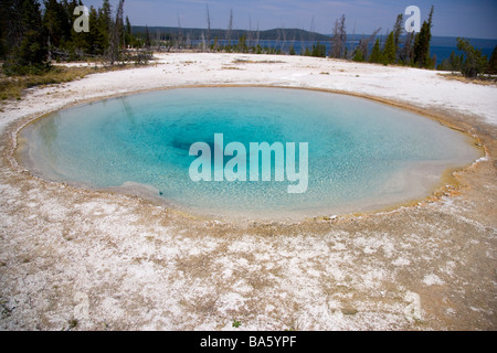 Blue Funnel Spring West Thumb Geyser Basin Yellowstone National Park Wyoming USA Stock Photo