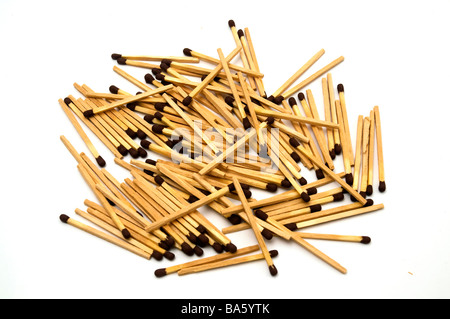 Group of matches on a white background Stock Photo