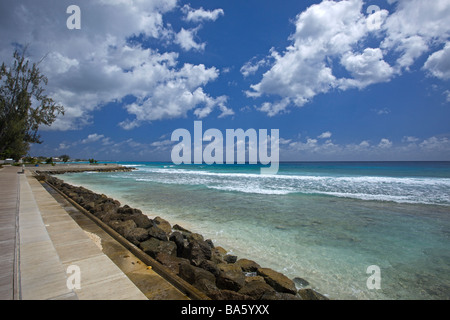 Newly built boardwalk in the South Coast of Barbados from Hastings to Rockley Beach, Barbados, 'West Indies' Stock Photo