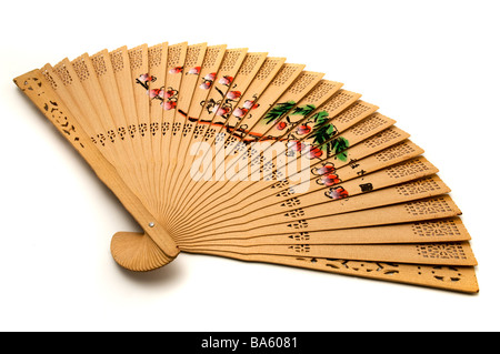 Chinese hand held fan on a white background Stock Photo