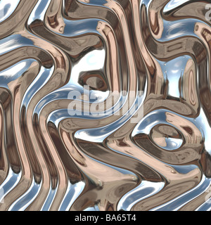 Smooth glossy chromed warped reflective metal surface texture Stock Photo