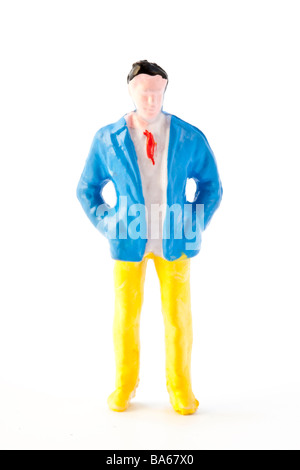model railway figure of man in a blue jacket Stock Photo