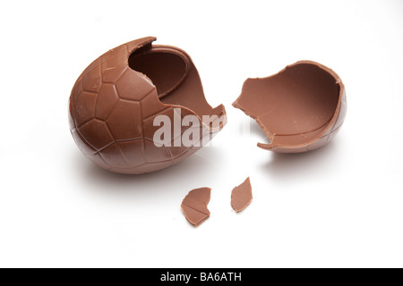 Chocolate Easter egg isolated on a white studio background Stock Photo