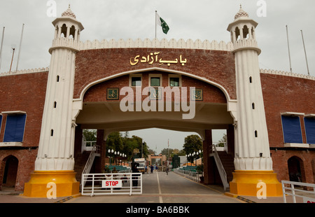 The imposing Pakistan border gate at Wagah 30km east of Lahore leading to India Stock Photo